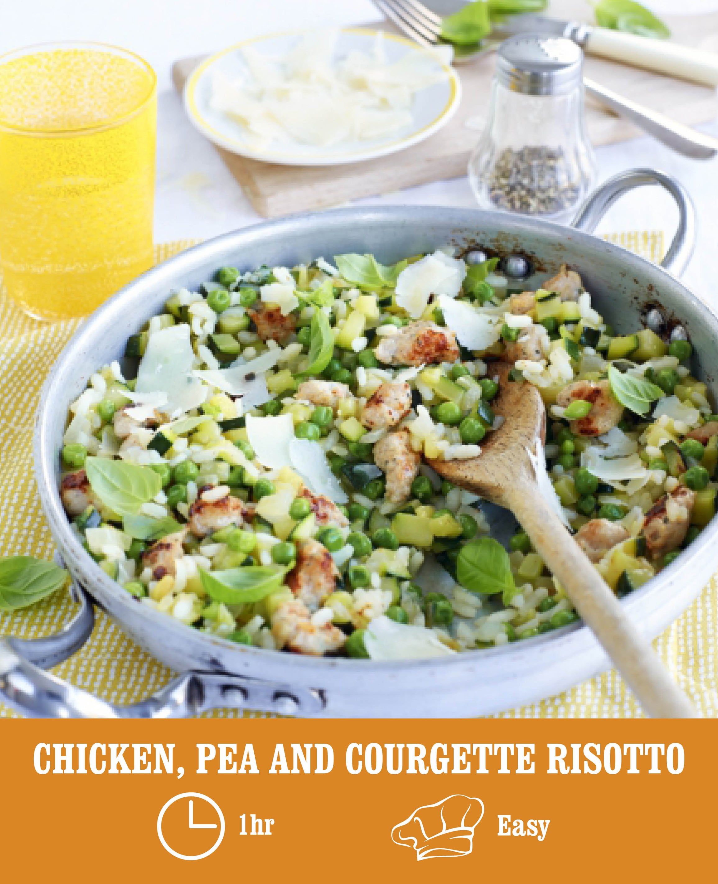 CHICKEN SAUSAGE, PEA AND COURGETTE RISOTTO