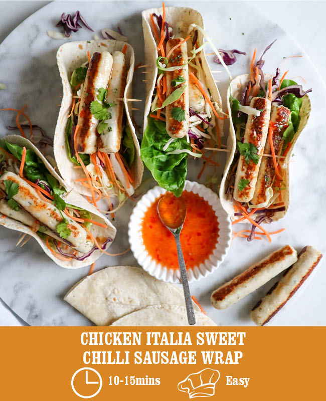 Chicken Italia Sweet Chilli Sausage Wrap