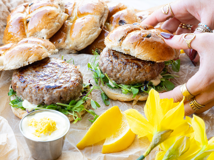 Hot cross bun burgers