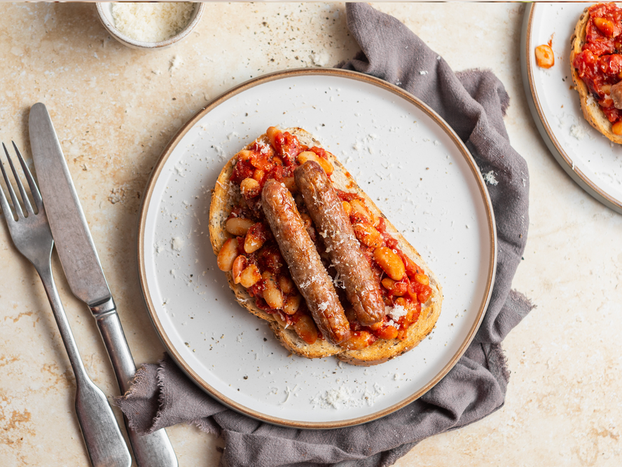 Smoky Beans And Sausage Toast