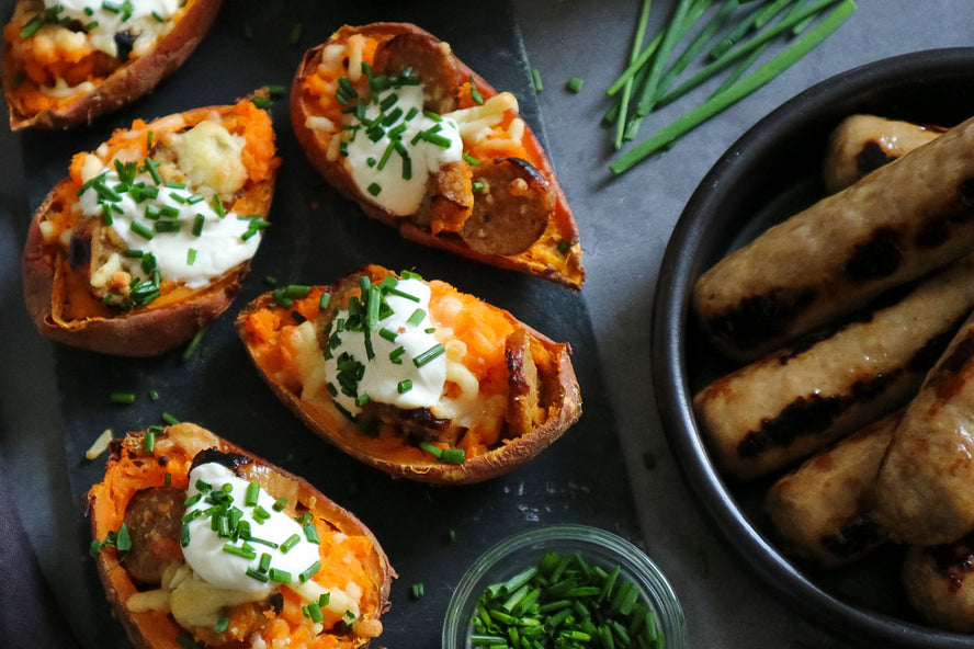 Loaded Cheesy Sweet Potato Skins