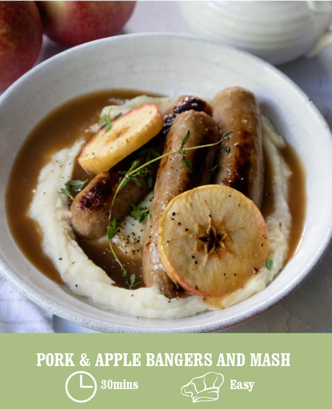 Pork & Apple Sausage Bangers and Mash