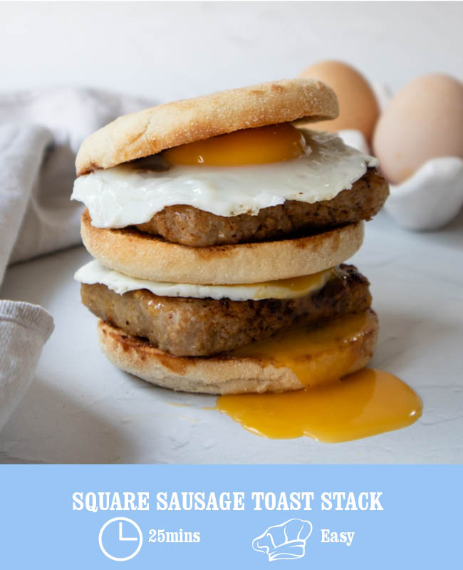 Square Sausage Toast Stack