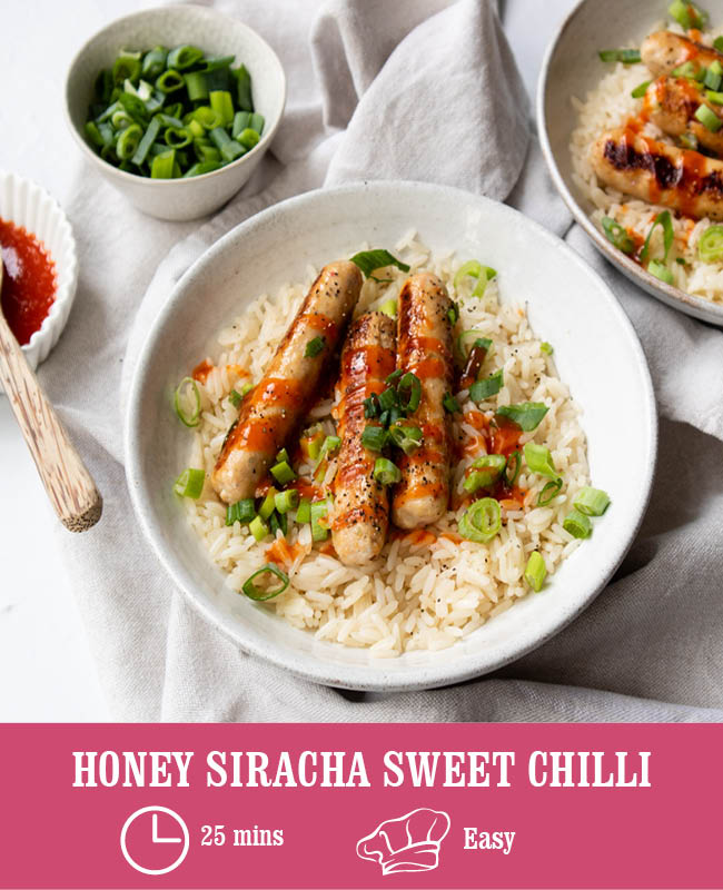 HECK Honey Siracha Sweet Chilli Chicken Sausages