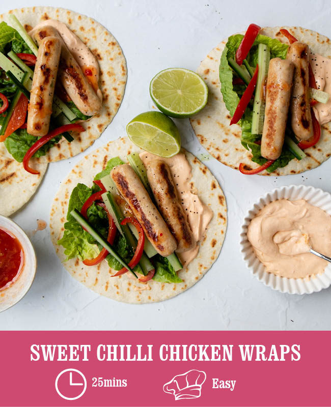 HECK Sweet Chilli Chicken Sausage Wraps