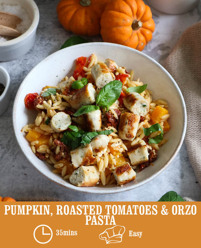 Pumpkin, Roasted Tomatoes & Orzo Pasta