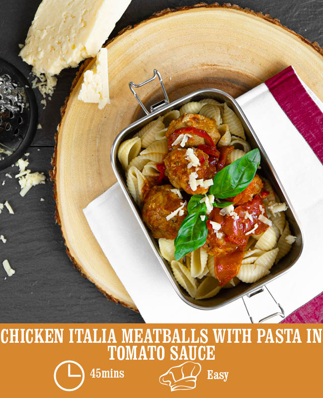 Chicken Italia Meat Balls with Pasta in Tomato Sauce – Heck Food Ltd